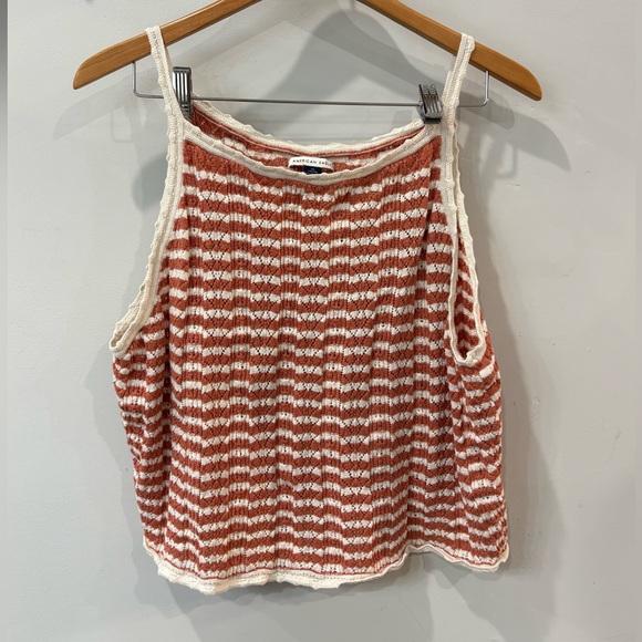 American Eagle Outfitters Tops - American Eagle Outfitters Rust and Cream Striped Knit Tank Size XXL